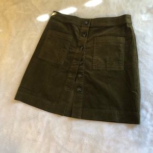 Cremieux Olive Green Corduroy Mini Skirt